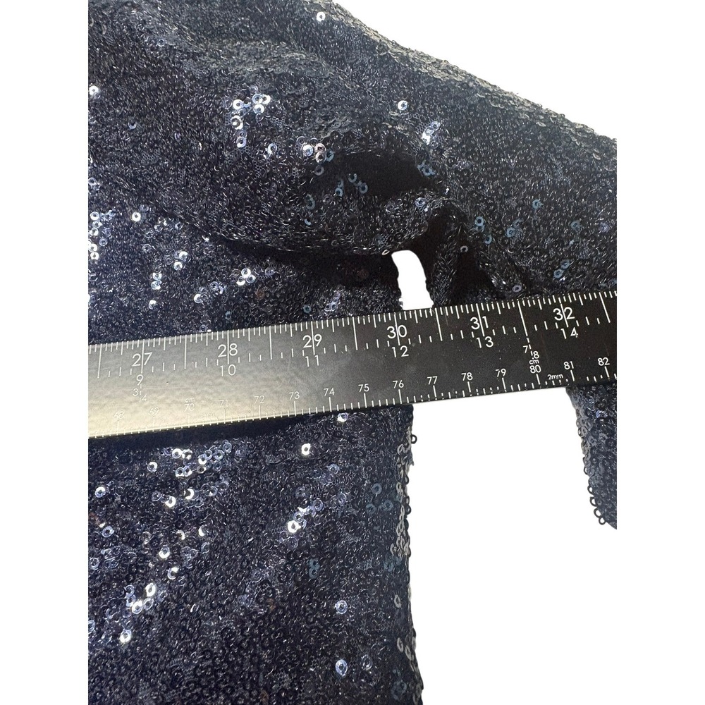 ASOS Curve Sequin Blazer 24 Navy Blue Open Front Long Sleeve Sparkly Jacket - Picture 7 of 8